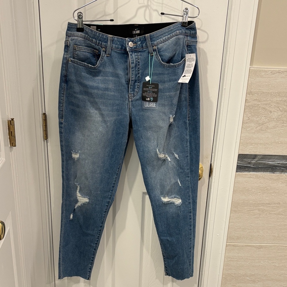 LuLaRoe Blue Distressed Ankle Jeans